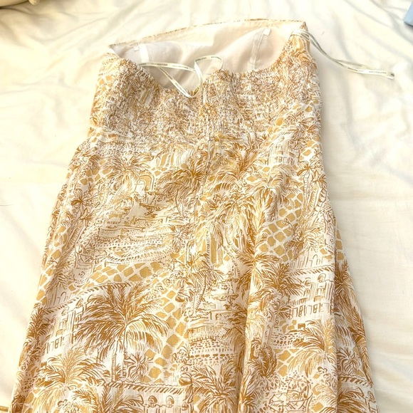 Lilly Pulitzer White and Gold Midi Dress Palm Tree Print - Picture 3 of 3